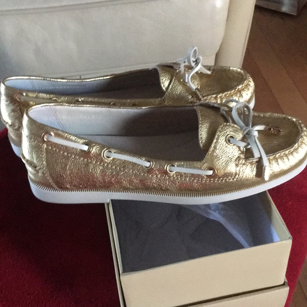 Michael Kors metallic gold boat shoes. Worn once